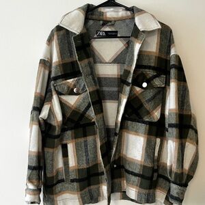 Zara Women’s Plaid Jacket - Green and Brown
